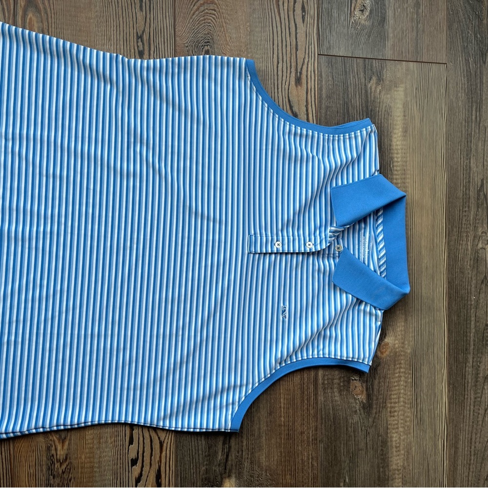 Vineyard Vines Blue and White Striped Sleeveless Polo